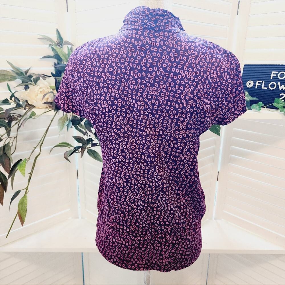 DIANE VON FURSTENBERG WESLEY SILK LIP BLOUSE SIZE SMALL - Picture 4 of 6